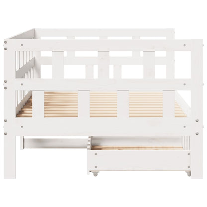 Daybed with Drawers without Mattress White 90x200 cm Solid Wood