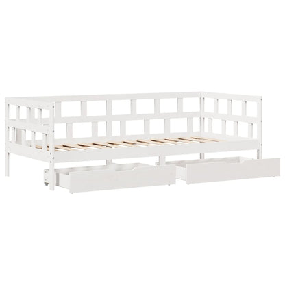 Daybed with Drawers without Mattress White 90x200 cm Solid Wood