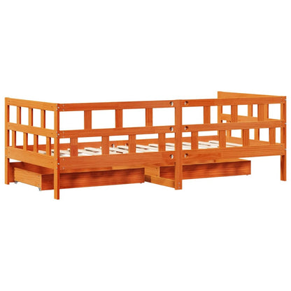 Daybed with Drawers Wax Brown 80x200 cm Solid Wood Pine