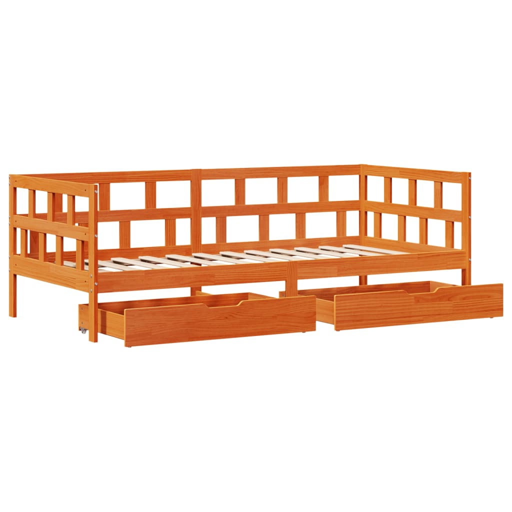 Daybed with Drawers Wax Brown 80x200 cm Solid Wood Pine