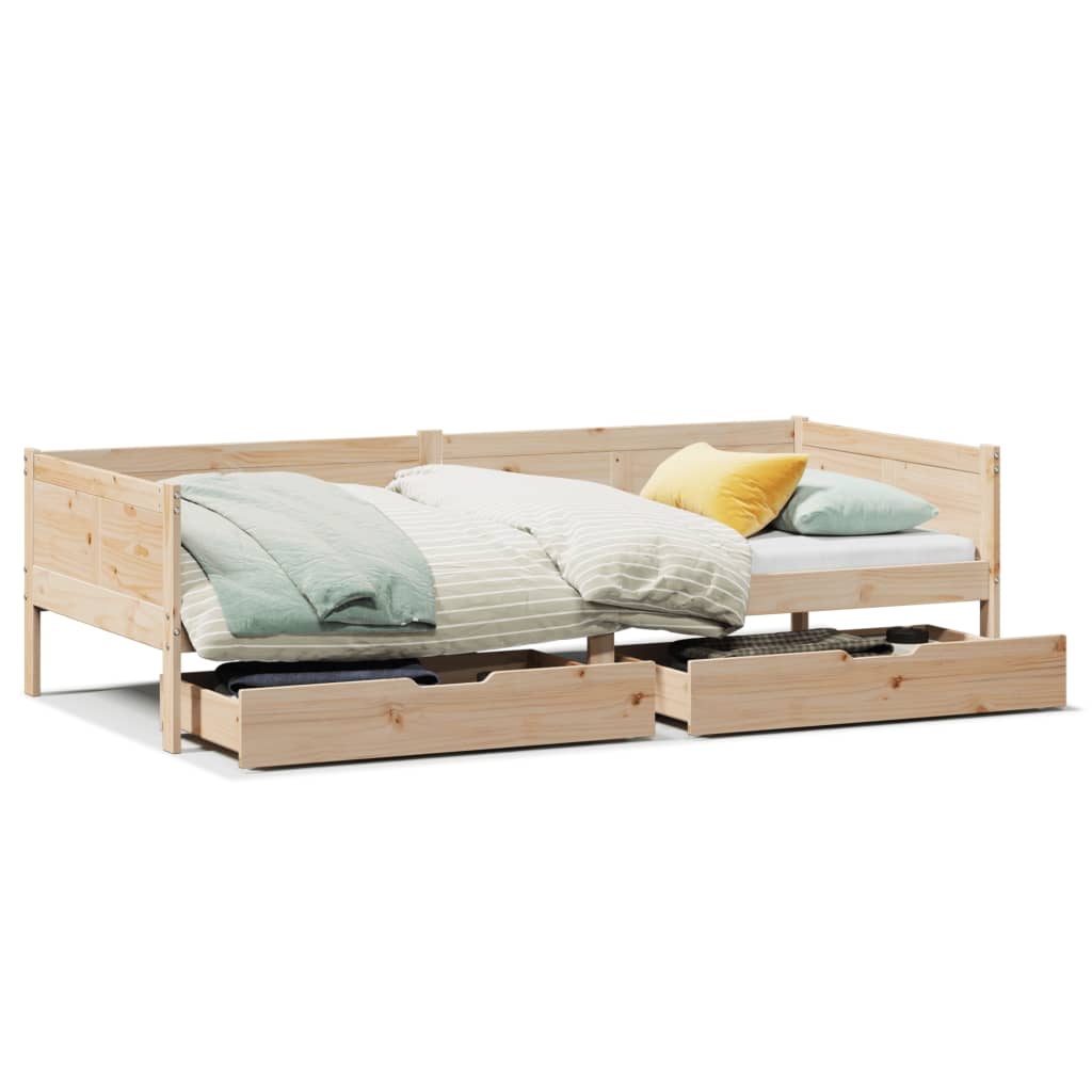 Daybed with Drawers without Mattress 90x190 cm Single Solid Wood