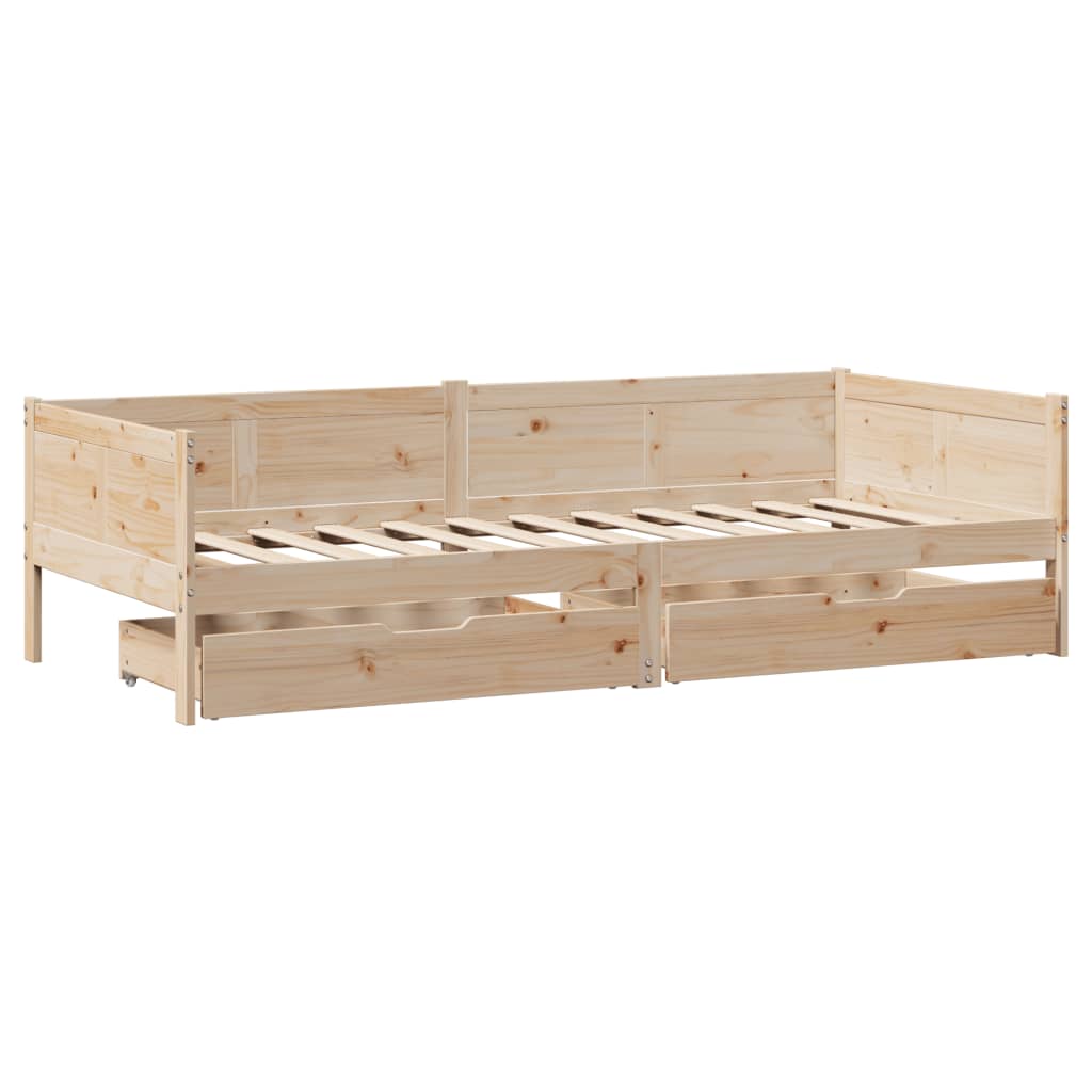 Daybed with Drawers without Mattress 90x190 cm Single Solid Wood