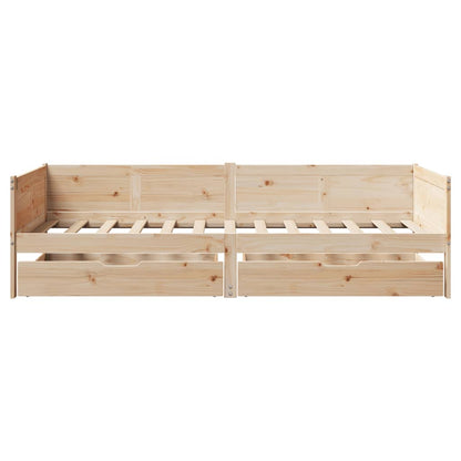 Daybed with Drawers without Mattress 90x190 cm Single Solid Wood