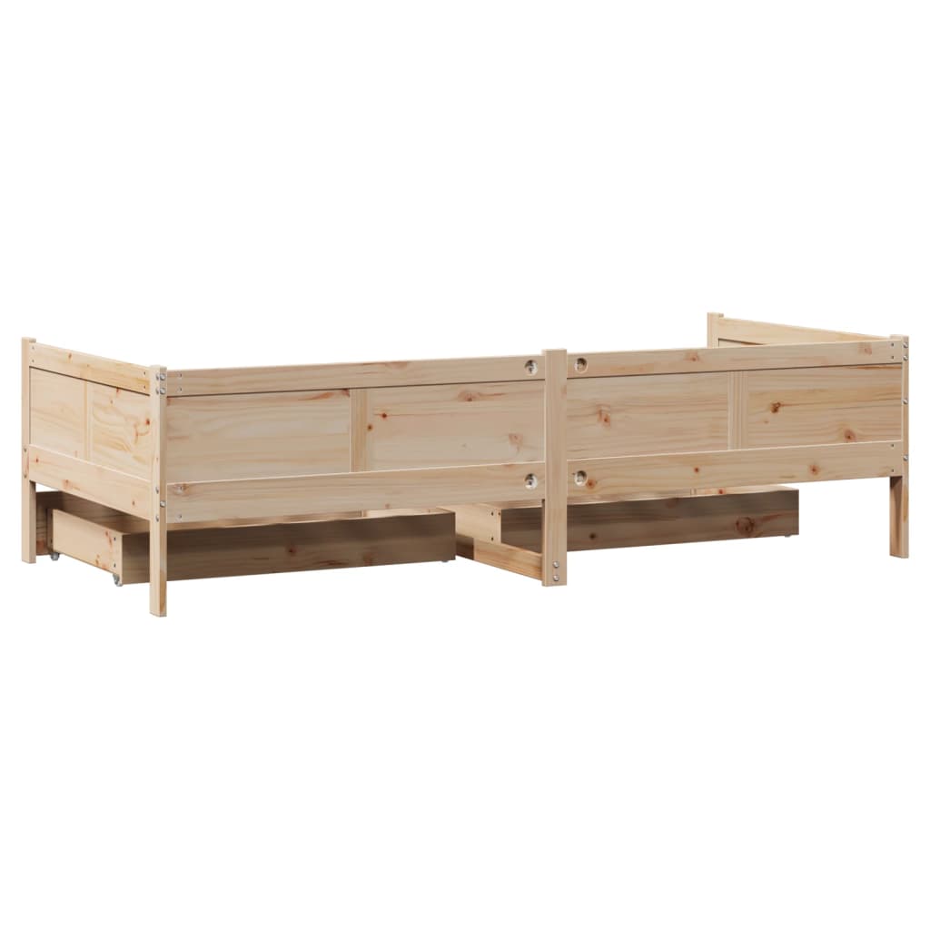 Daybed with Drawers without Mattress 90x190 cm Single Solid Wood