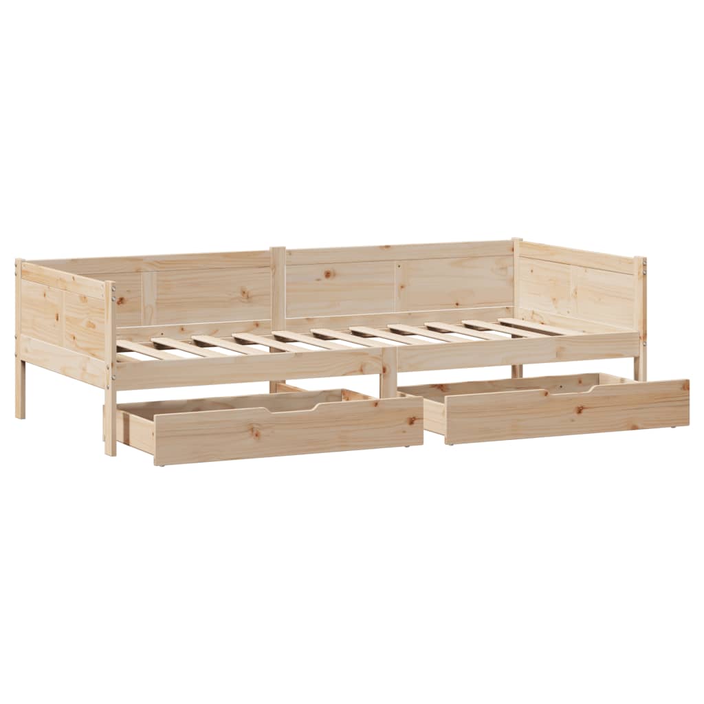 Daybed with Drawers without Mattress 90x190 cm Single Solid Wood