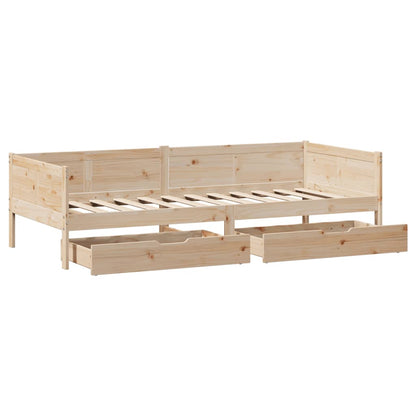 Daybed with Drawers without Mattress 90x190 cm Single Solid Wood