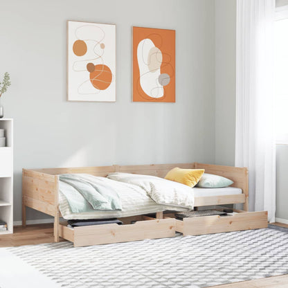 Daybed with Drawers without Mattress 90x190 cm Single Solid Wood