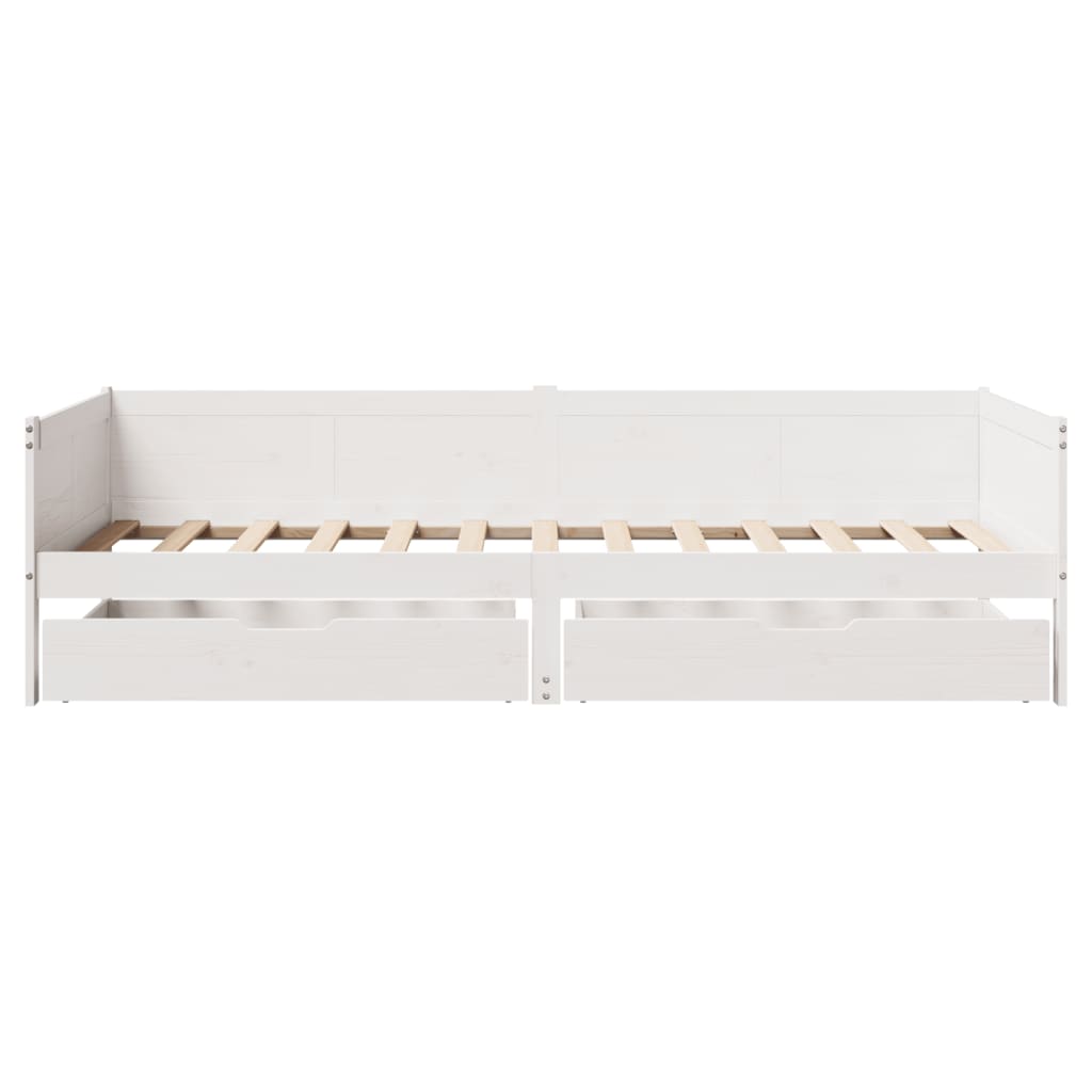 Daybed with Drawers without Mattress White 90x190 cm Single Solid Wood