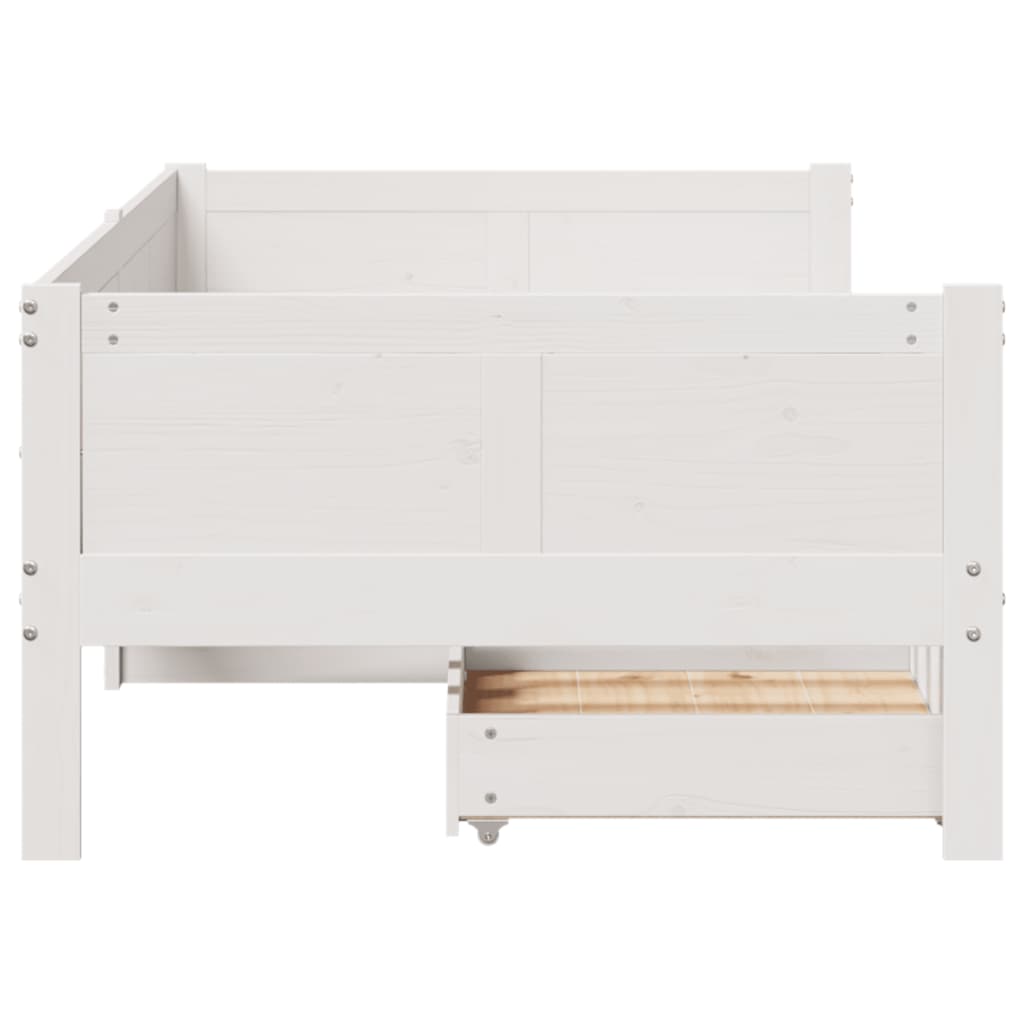 Daybed with Drawers without Mattress White 90x190 cm Single Solid Wood