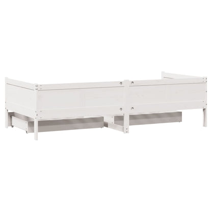 Daybed with Drawers without Mattress White 90x190 cm Single Solid Wood