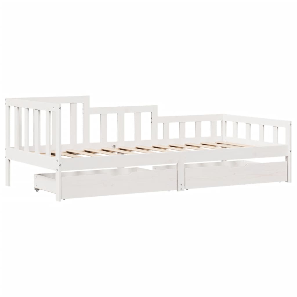 Daybed with Drawers without Mattress White 80x200 cm Solid Wood