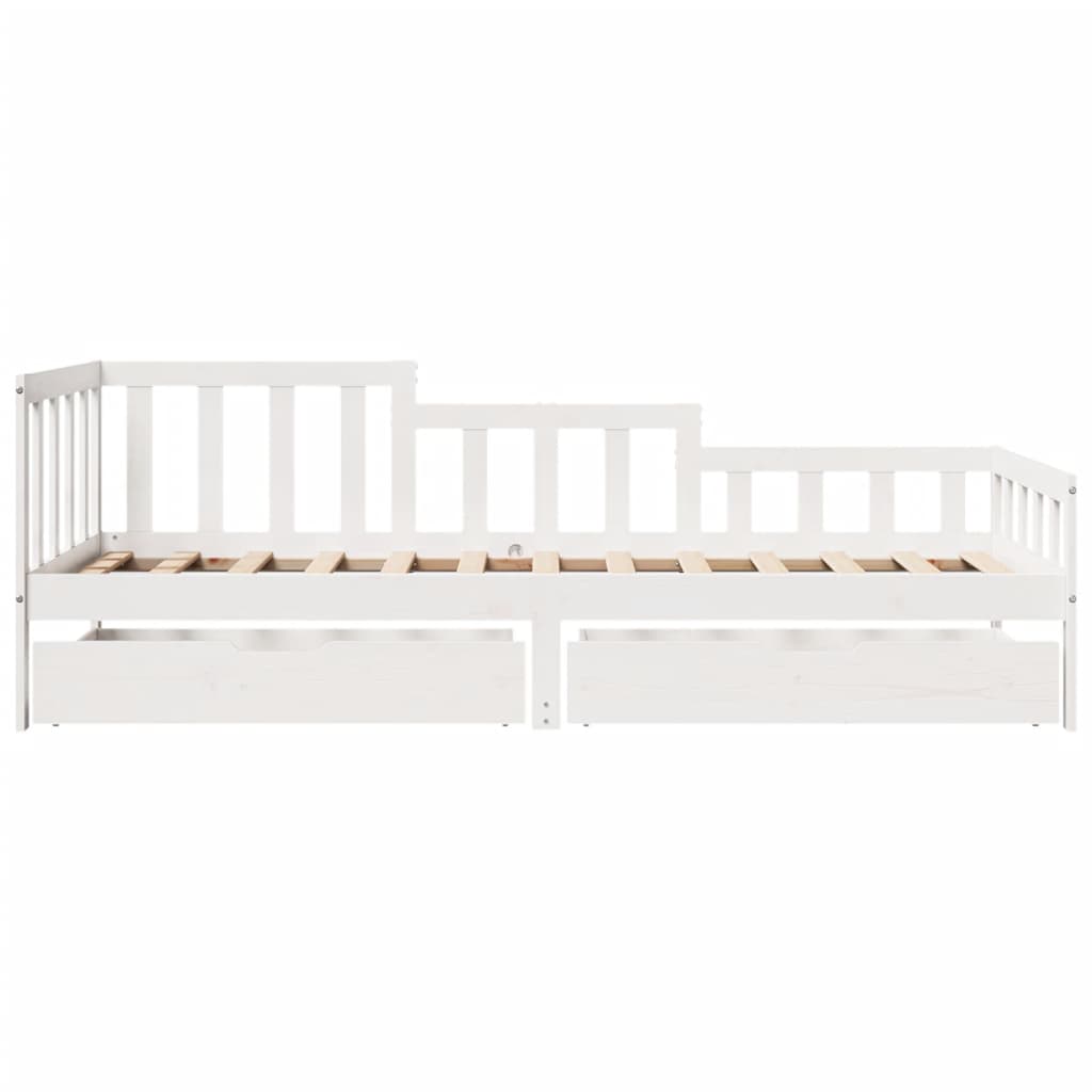 Daybed with Drawers without Mattress White 80x200 cm Solid Wood