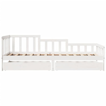 Daybed with Drawers without Mattress White 80x200 cm Solid Wood