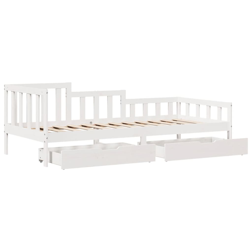 Daybed with Drawers without Mattress White 80x200 cm Solid Wood