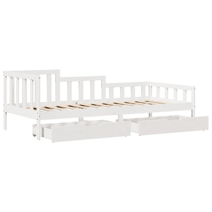 Daybed with Drawers without Mattress White 90x200 cm Solid Wood