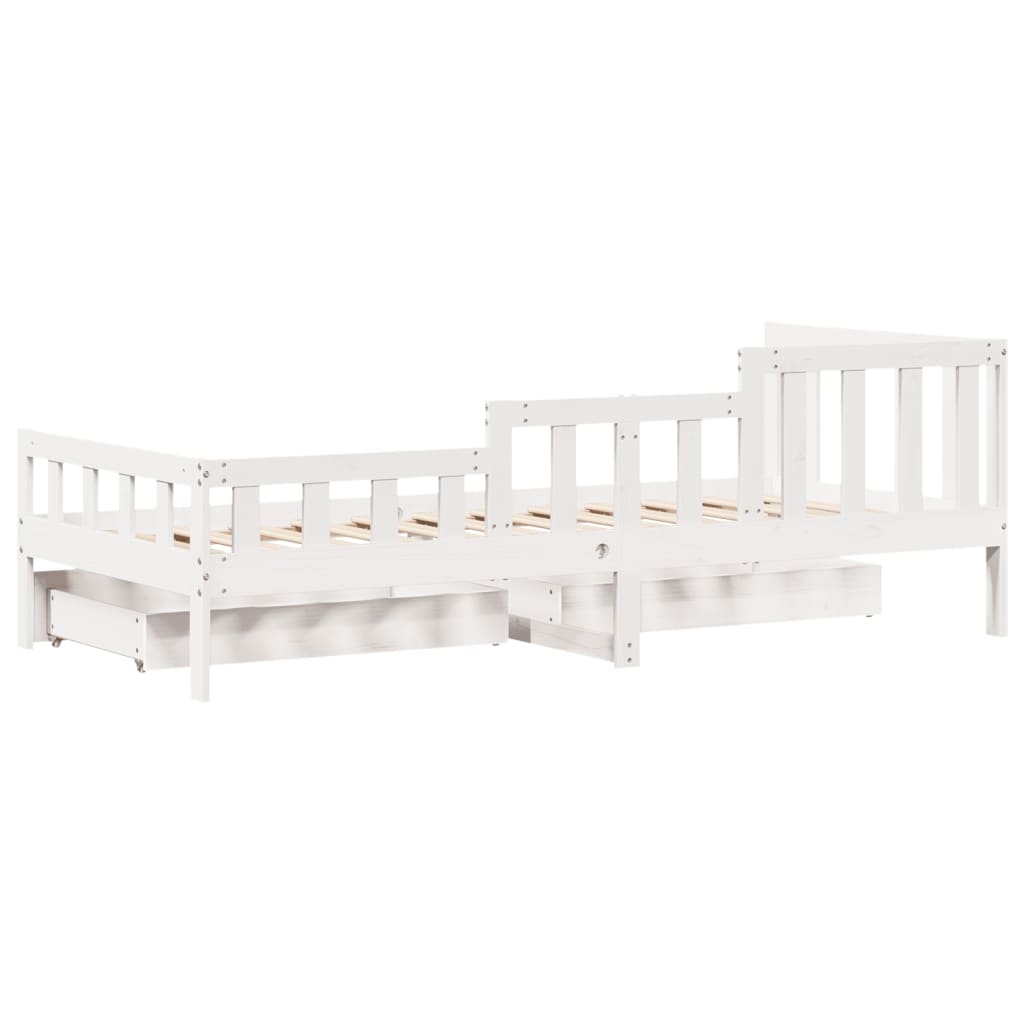 Daybed with Drawers without Mattress White 90x200 cm Solid Wood