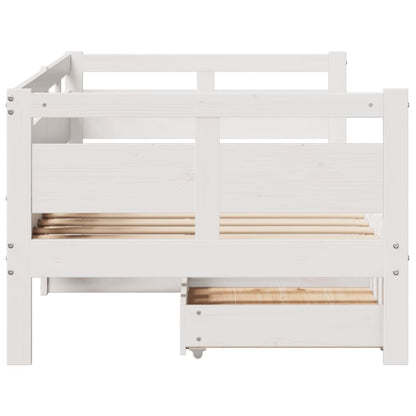 Daybed with Drawers without Mattress White 90x200 cm Solid Wood