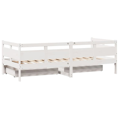 Daybed with Drawers without Mattress White 90x200 cm Solid Wood