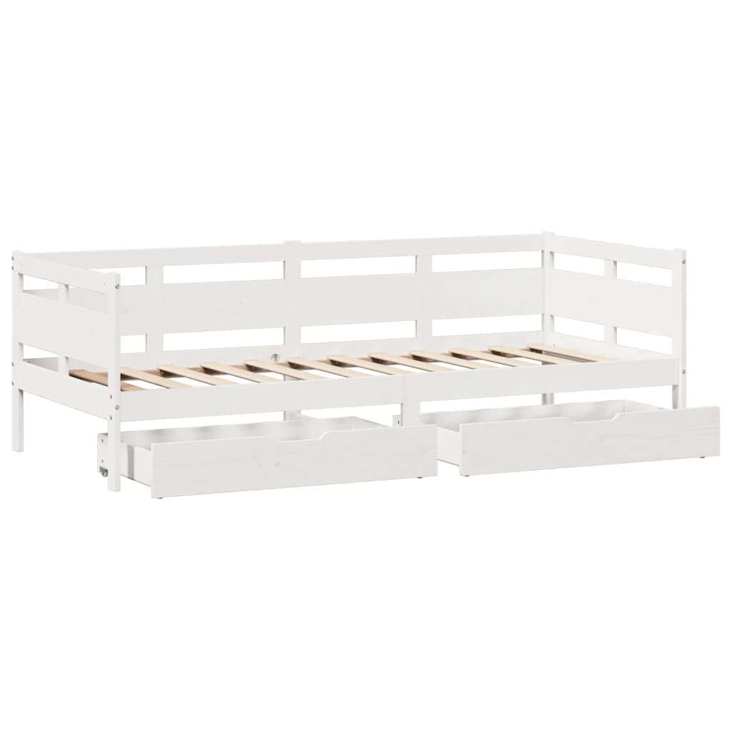 Daybed with Drawers without Mattress White 90x200 cm Solid Wood