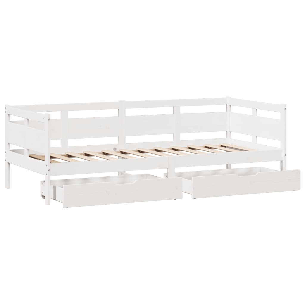 Daybed with Drawers without Mattress White 80x200 cm Solid Wood