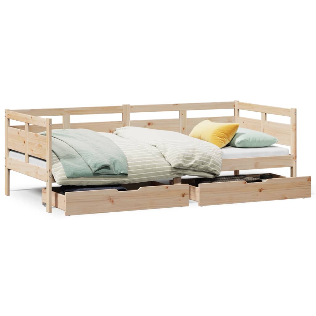 Daybed with Drawers without Mattress 90x190 cm Single Solid Wood