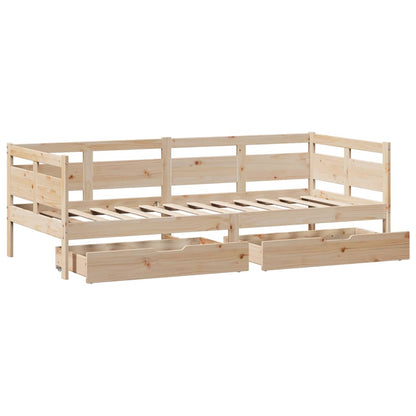 Daybed with Drawers without Mattress 90x190 cm Single Solid Wood