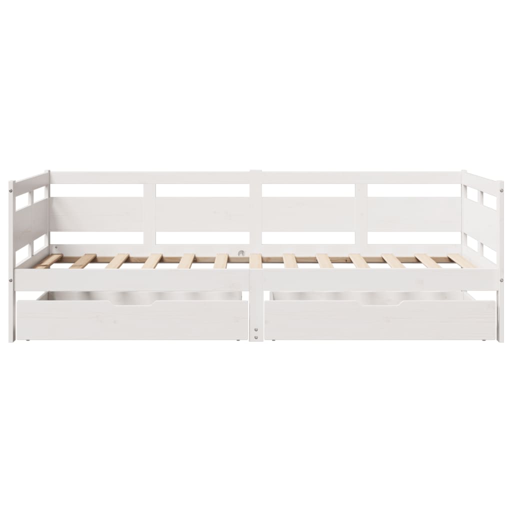 Daybed with Drawers without Mattress White 90x190 cm Single Solid Wood