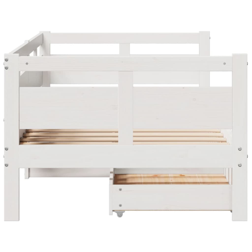 Daybed with Drawers without Mattress White 90x190 cm Single Solid Wood