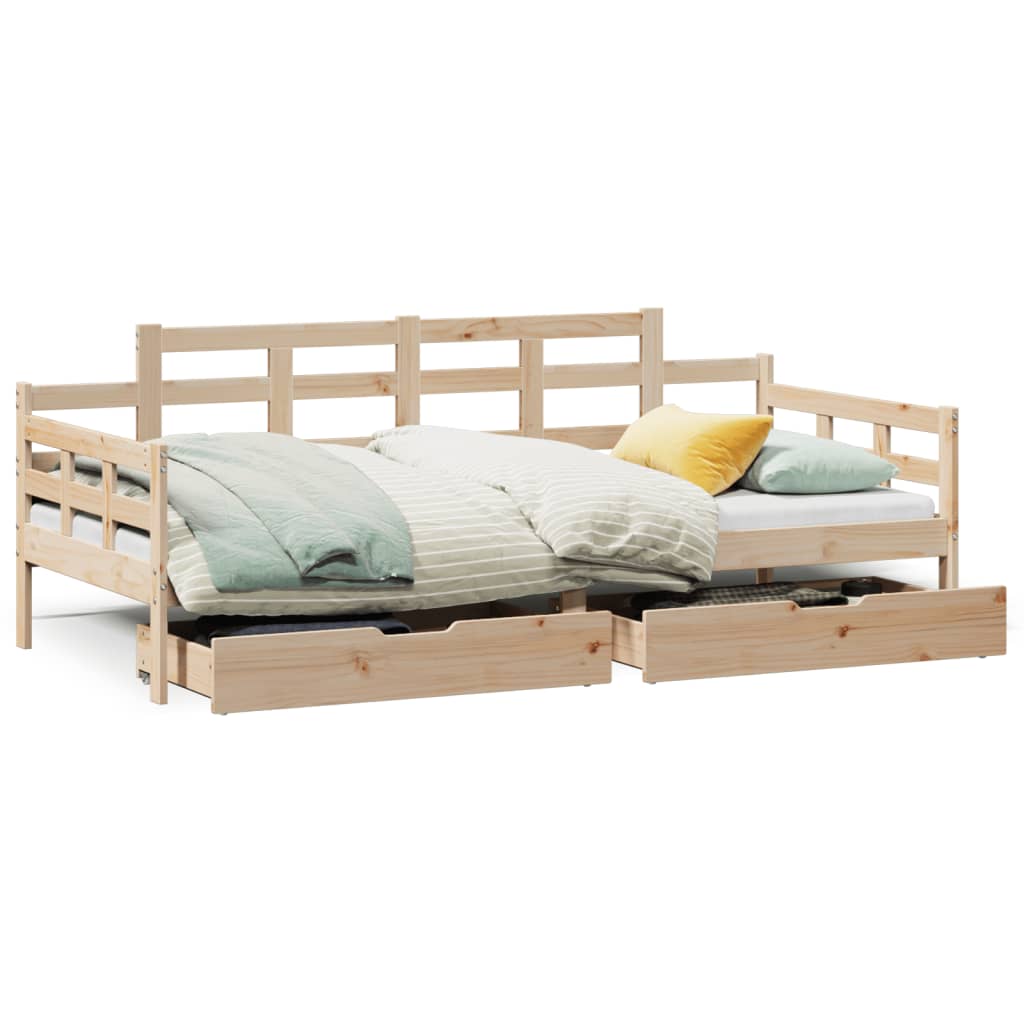 Daybed with Drawers without Mattress 90x200 cm Solid Wood