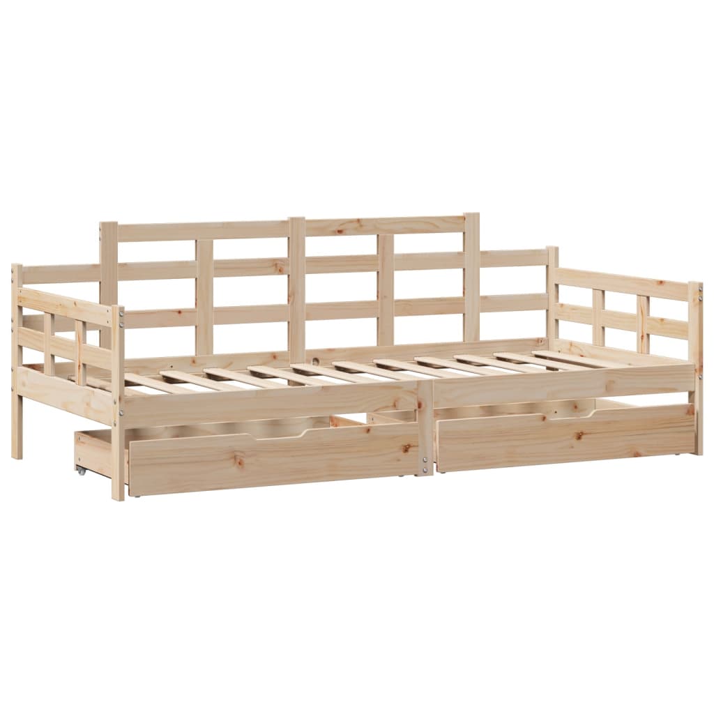 Daybed with Drawers without Mattress 90x200 cm Solid Wood