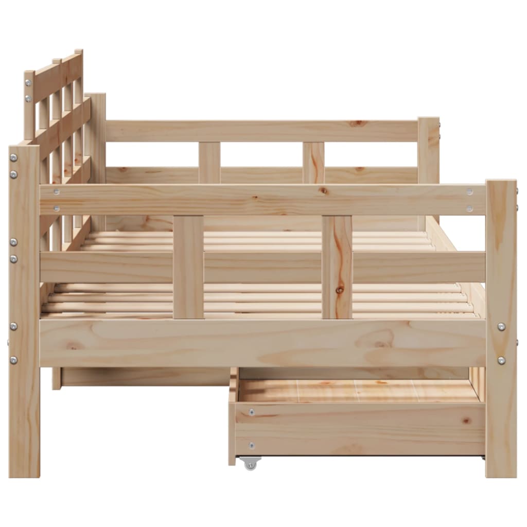 Daybed with Drawers without Mattress 90x200 cm Solid Wood