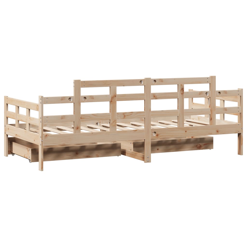 Daybed with Drawers without Mattress 90x200 cm Solid Wood