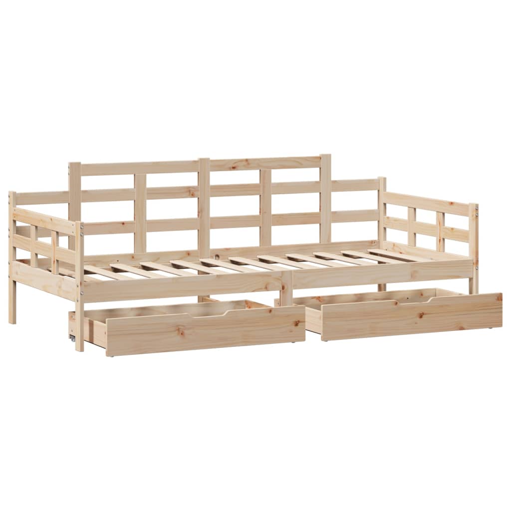 Daybed with Drawers without Mattress 90x200 cm Solid Wood