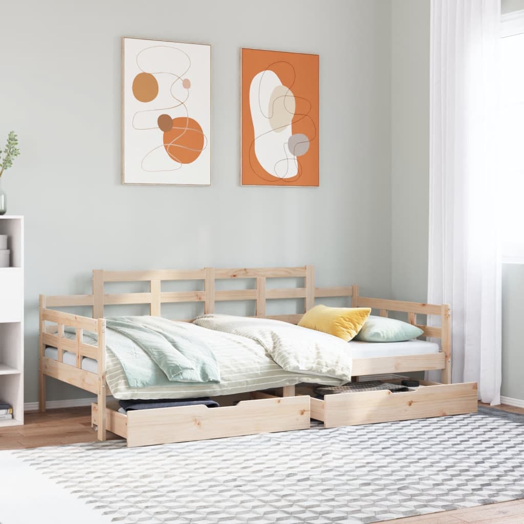 Daybed with Drawers without Mattress 90x200 cm Solid Wood