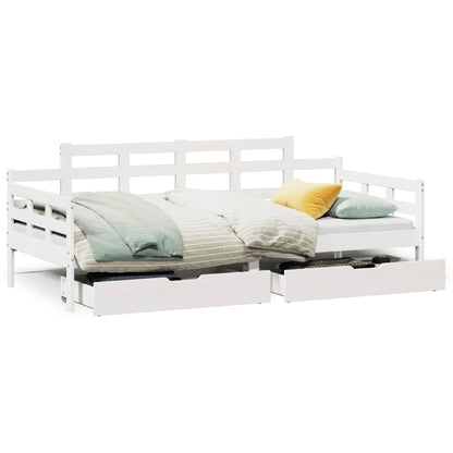 Daybed with Drawers without Mattress White 80x200 cm Solid Wood