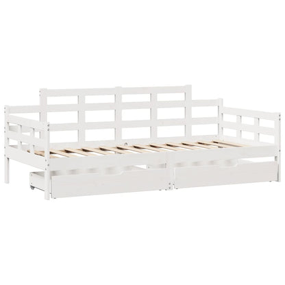 Daybed with Drawers without Mattress White 80x200 cm Solid Wood