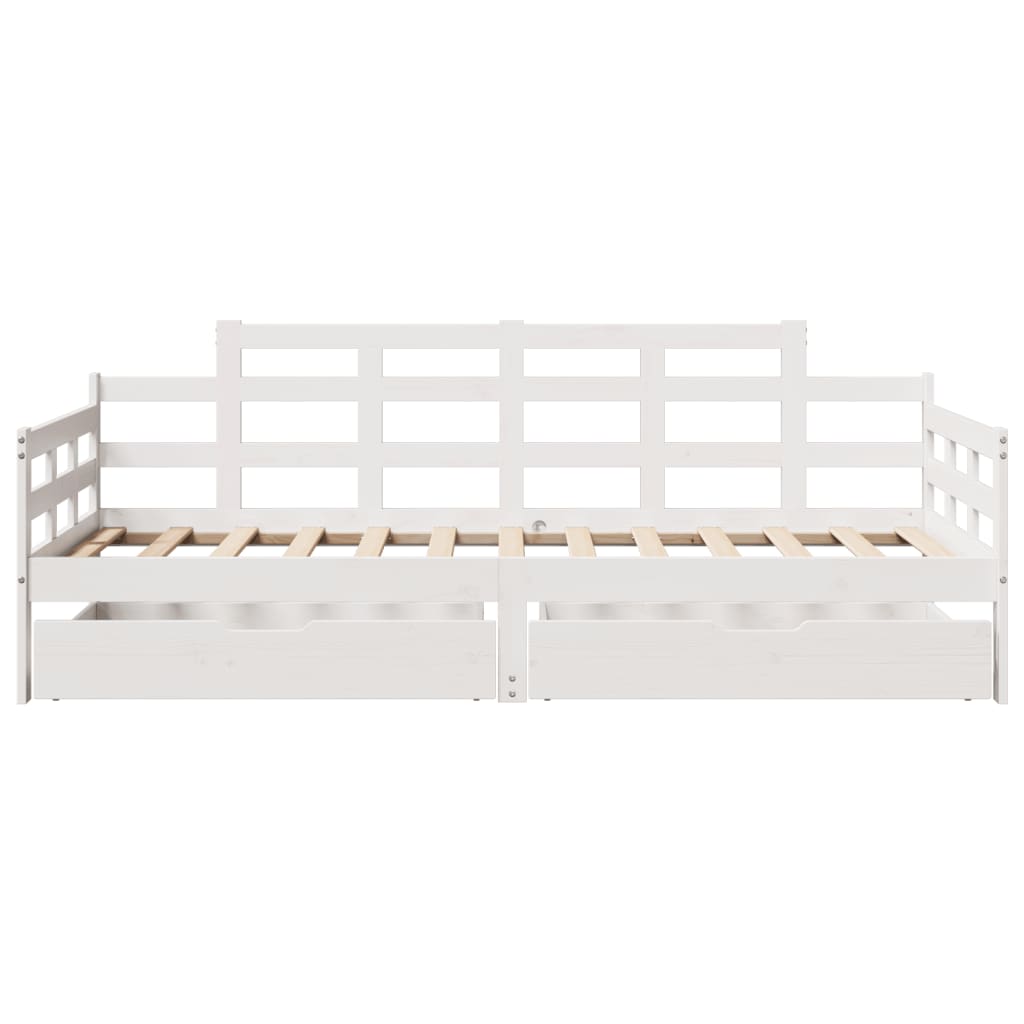 Daybed with Drawers without Mattress White 80x200 cm Solid Wood