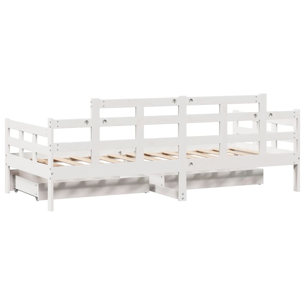 Daybed with Drawers without Mattress White 80x200 cm Solid Wood