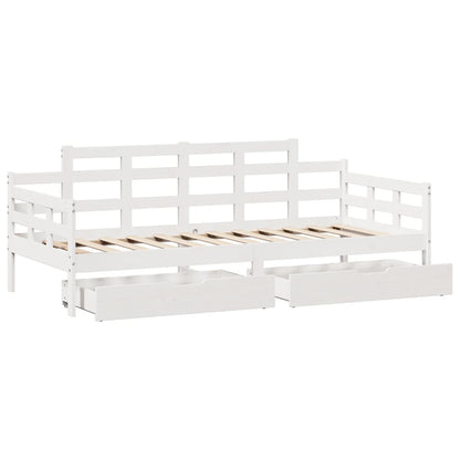 Daybed with Drawers without Mattress White 80x200 cm Solid Wood