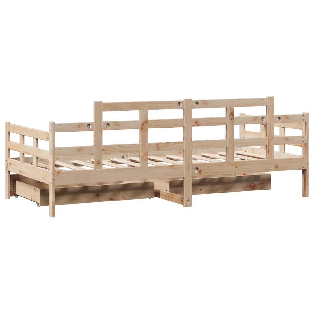 Daybed with Drawers without Mattress 90x190 cm Single Solid Wood