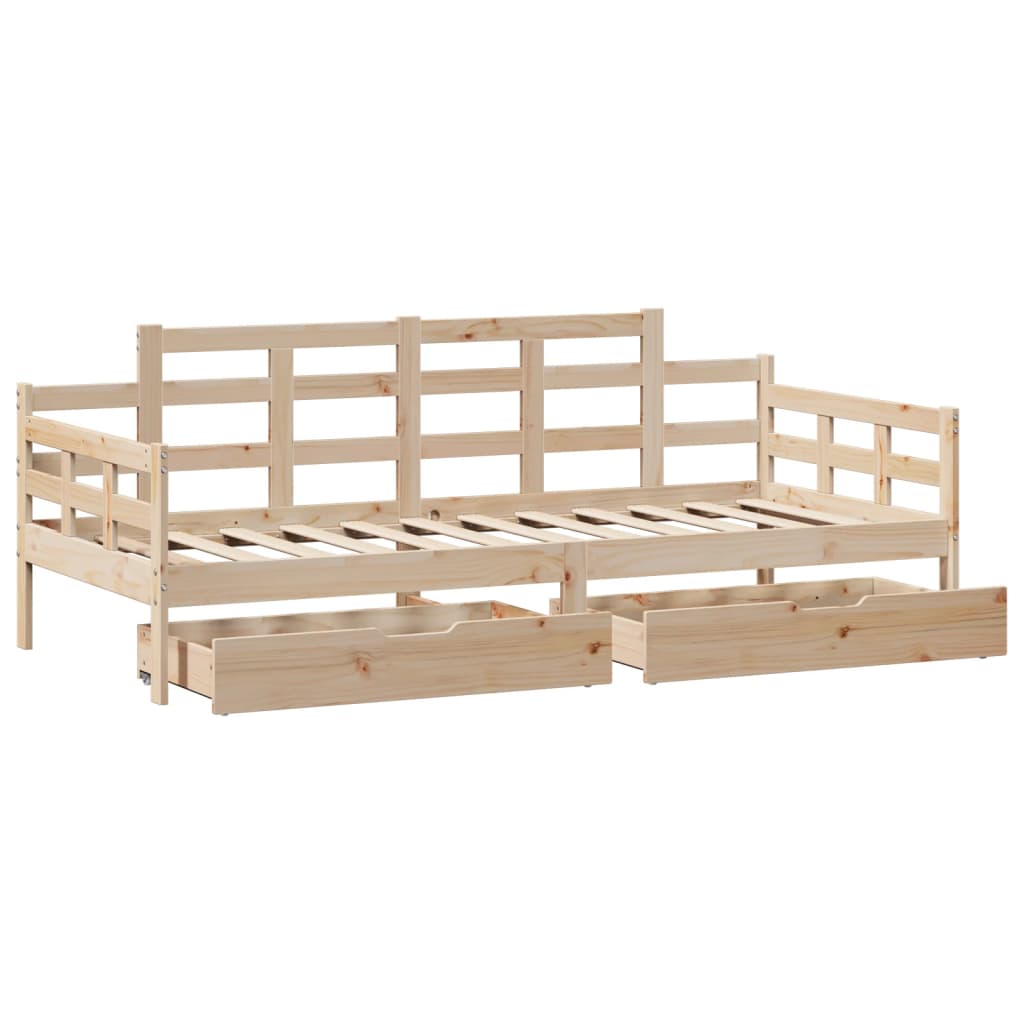 Daybed with Drawers without Mattress 90x190 cm Single Solid Wood