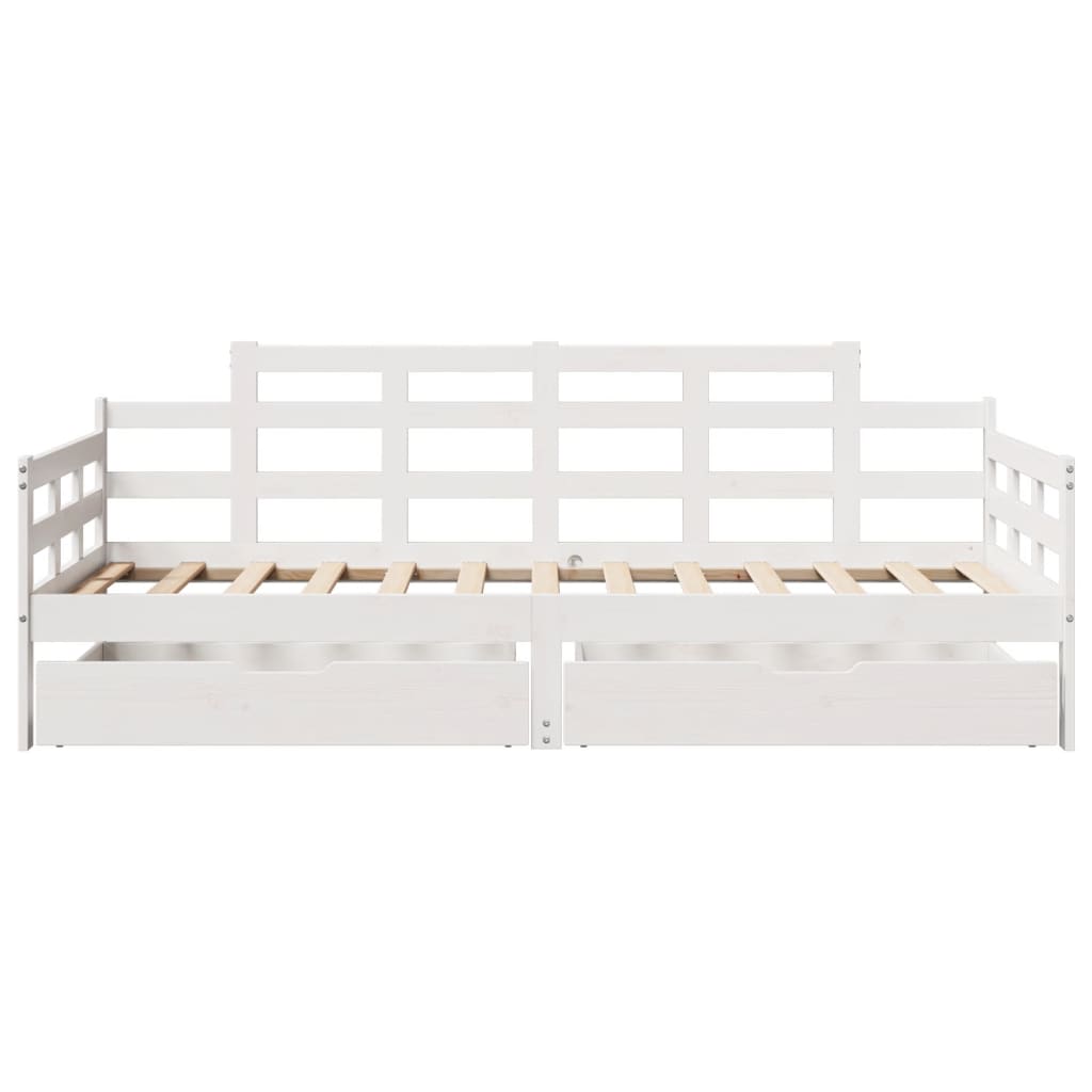 Daybed with Drawers without Mattress White 90x190 cm Single Solid Wood