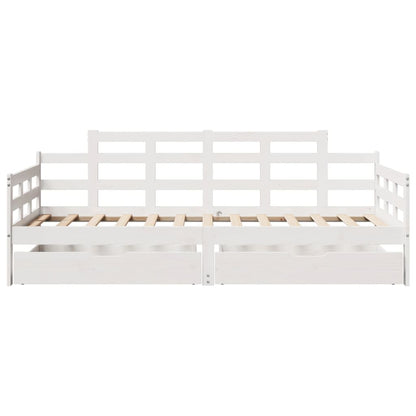 Daybed with Drawers without Mattress White 90x190 cm Single Solid Wood