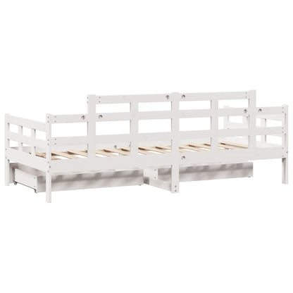 Daybed with Drawers without Mattress White 90x190 cm Single Solid Wood