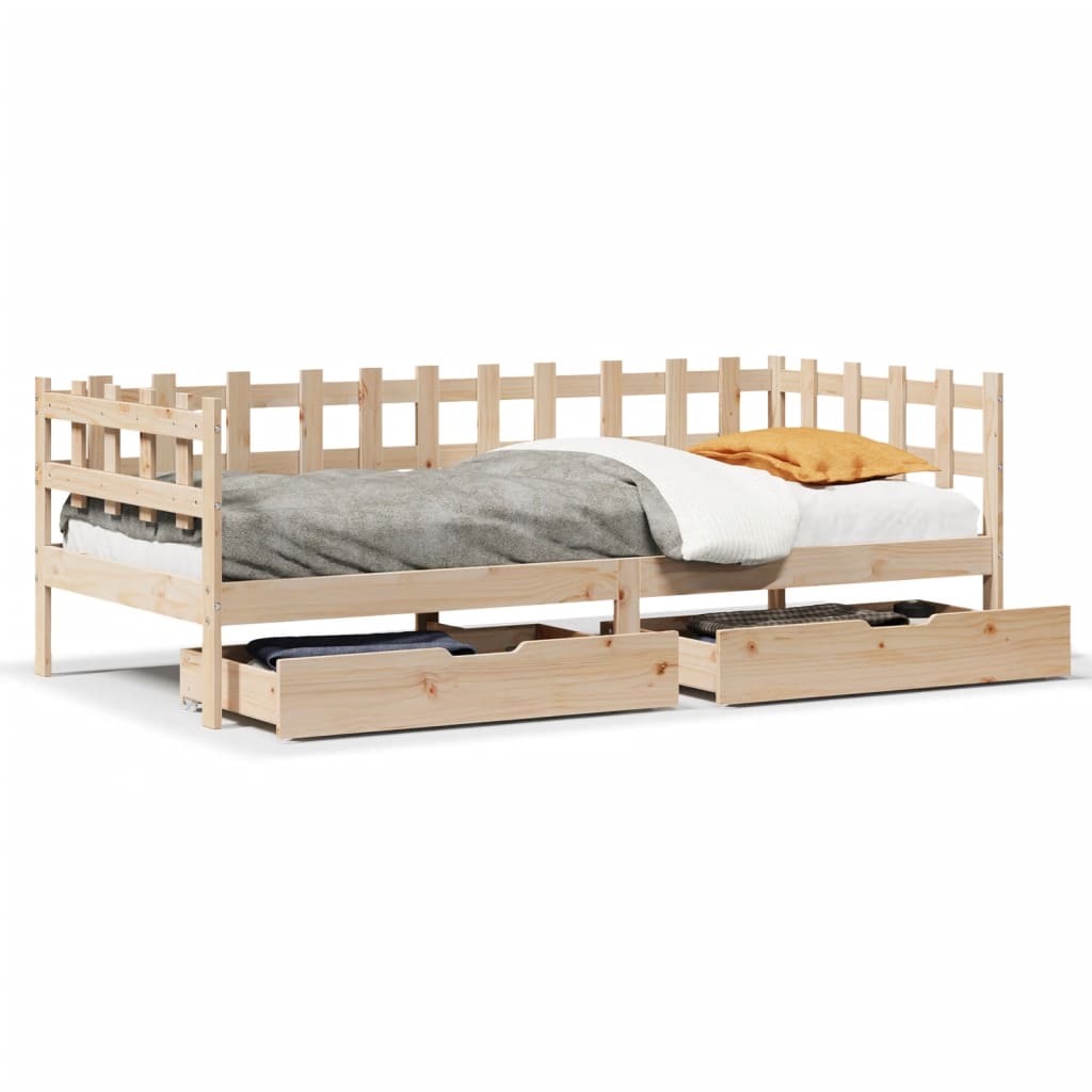 Daybed with Drawers without Mattress 80x200 cm Solid Wood