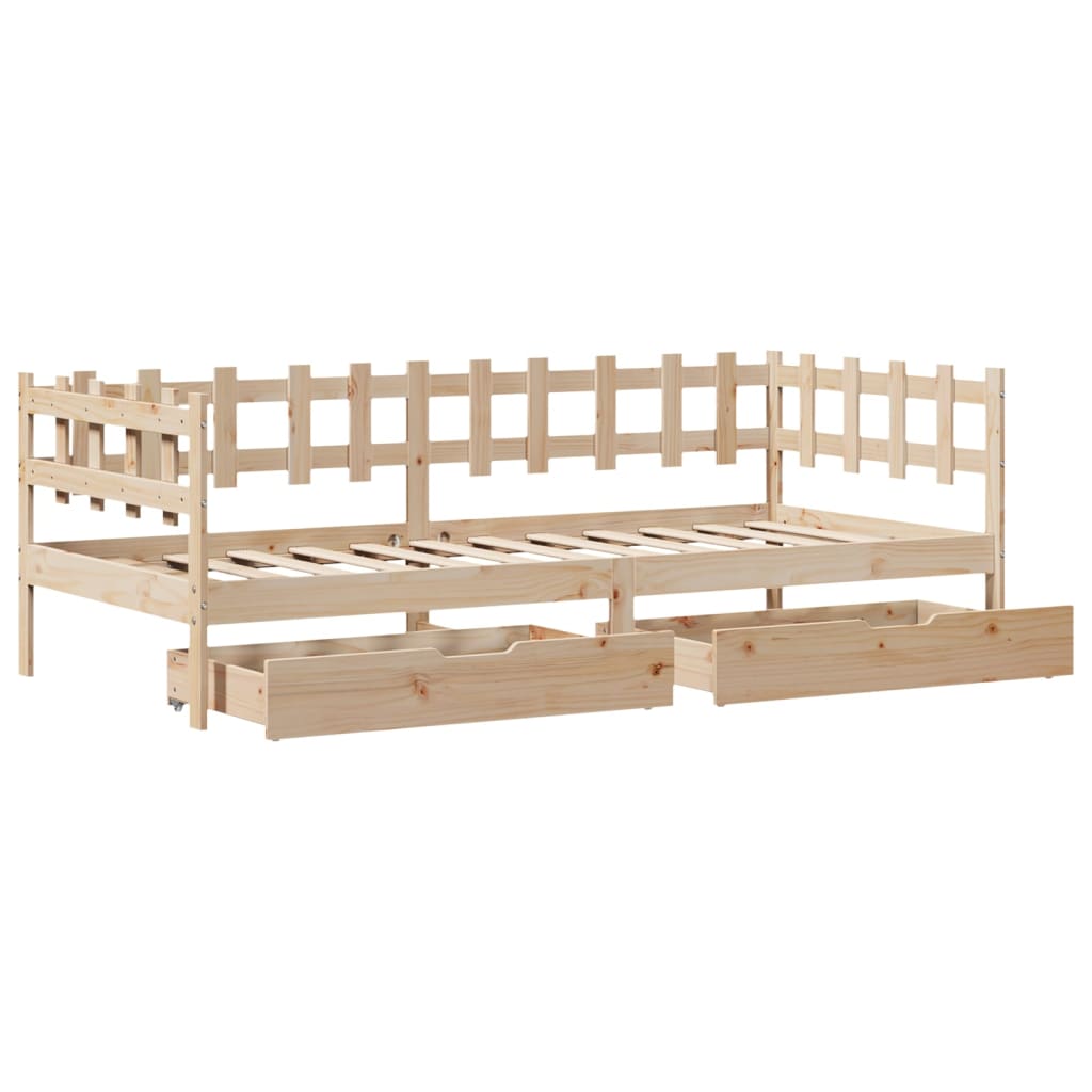 Daybed with Drawers without Mattress 80x200 cm Solid Wood