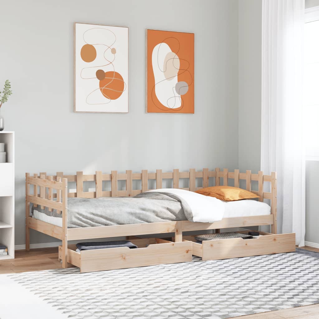 Daybed with Drawers without Mattress 80x200 cm Solid Wood