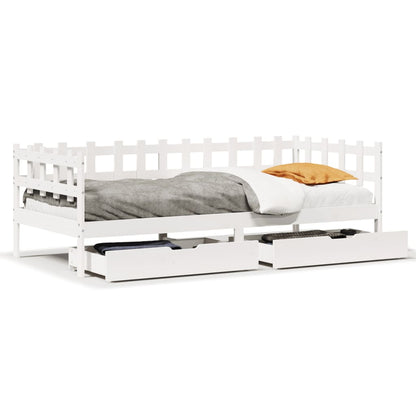 Daybed with Drawers without Mattress White 80x200 cm Solid Wood