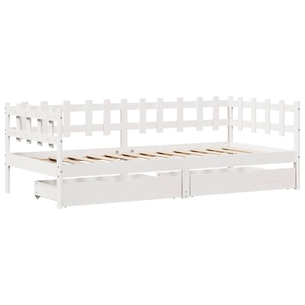 Daybed with Drawers without Mattress White 80x200 cm Solid Wood