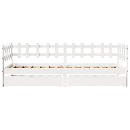 Daybed with Drawers without Mattress White 80x200 cm Solid Wood